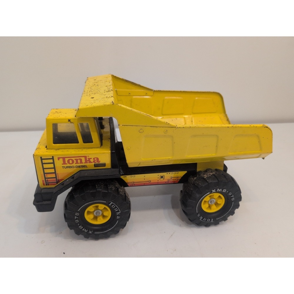 Tonka Turbo Diesel XMB-975 Metal Dump Truck 17" Vintage Steel Yellow Toy